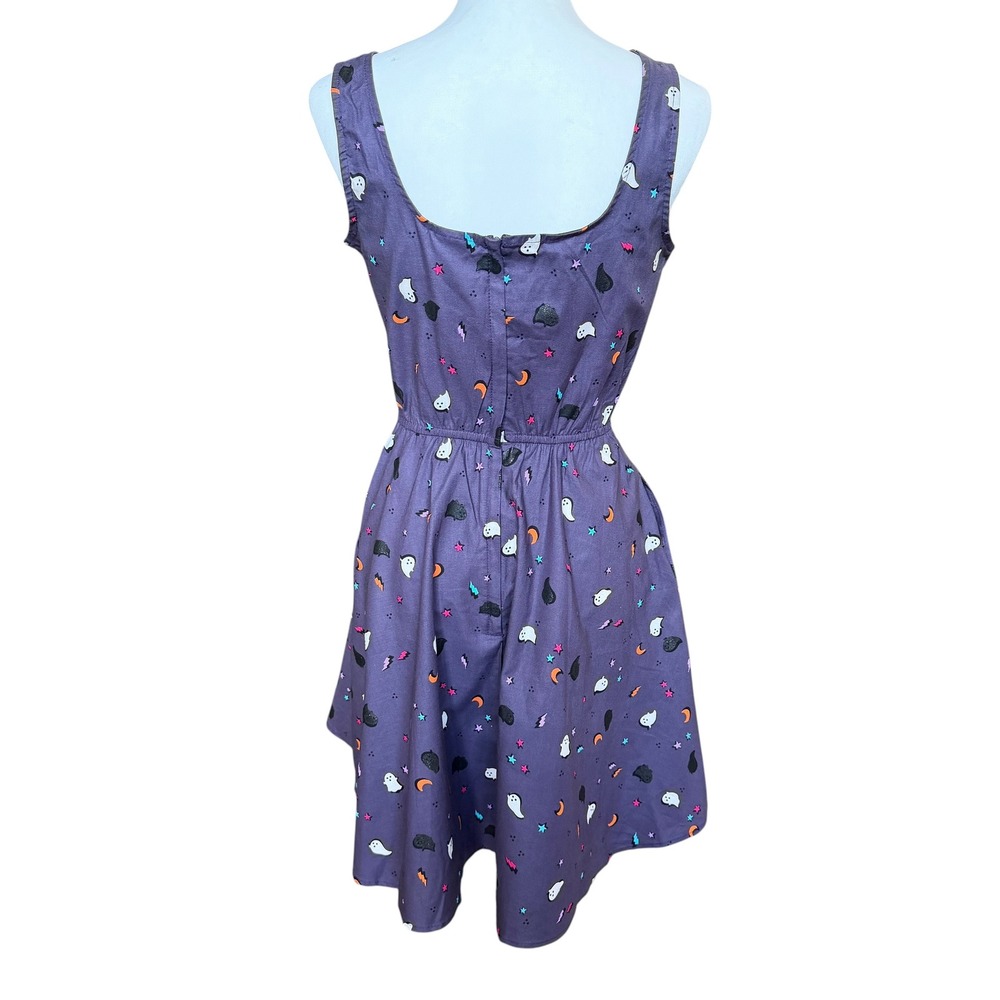 Retrolicious Halloween Mini Dress Size Small NWT Purple Fit & Flare Ghost Spooky - Picture 4 of 9